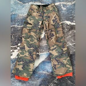 Aperture camo cargo snowboard pants.